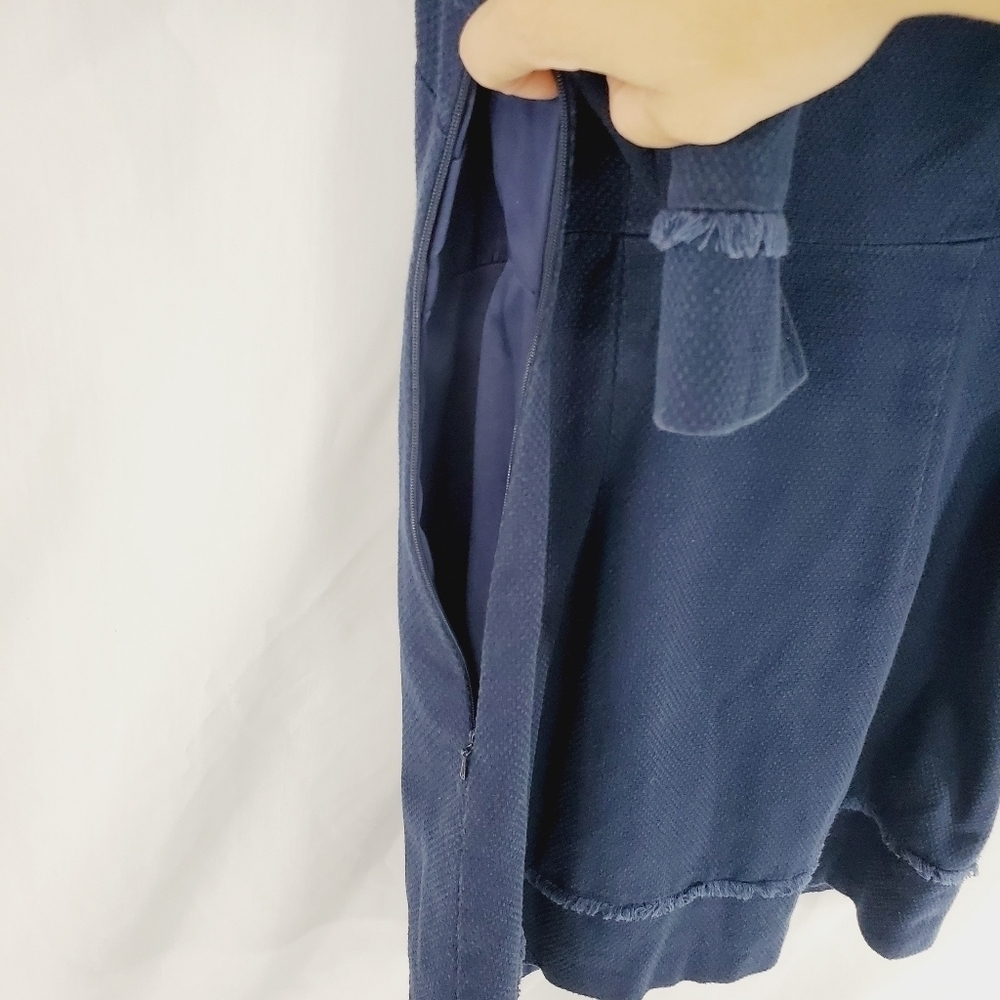 Boden navy blue waffle textured fringe detailed shift dress size 4P - Picture 6 of 8